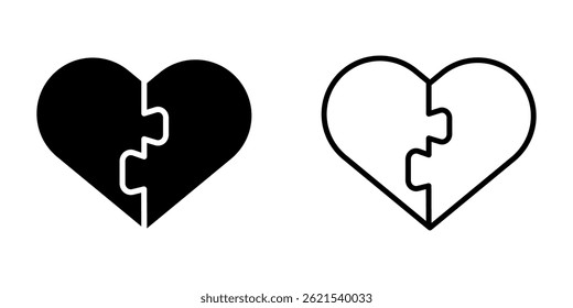 Two halves of the heart icon on white background