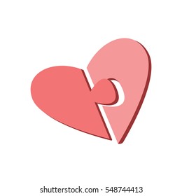 Two halves of the heart on a white background. Parts of the puzzle. Icon for website and greeting cards. For Valentine's day.