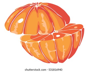 two halves of juicy Mandarin