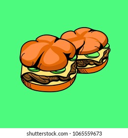 Two hamburgers. Vector illustration
