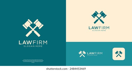 Two hammer justice law firm logo design inspiration.