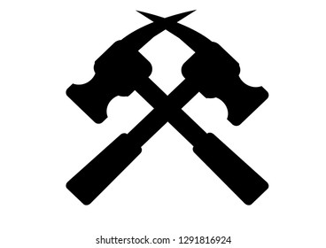 Two Hammer Silhouette on a white background. - Vector
