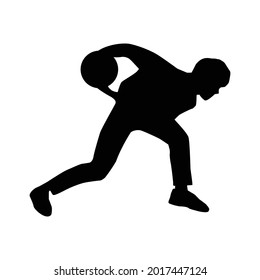 Two Hand Bowling Man Silhouette Vector Logo