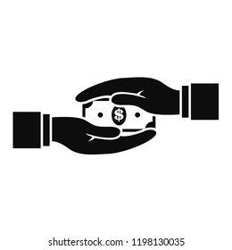 Two hand bribery money icon. Simple illustration of two hand bribery money vector icon for web design isolated on white background