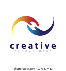 two hand care logo icon vector template