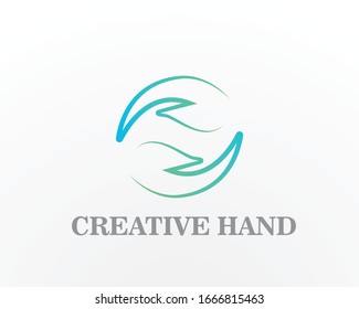 Icono vectorial de la plantilla de logotipo de dos manos y cuidado de la mano