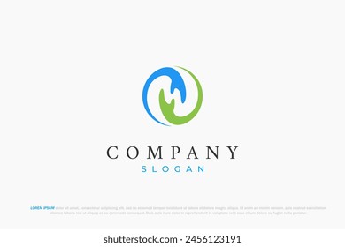 two hand and circle modern logo