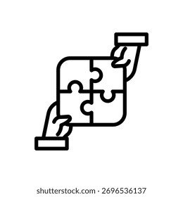 two hand connecting puzzle outline icon vector design good for web or mobile app
