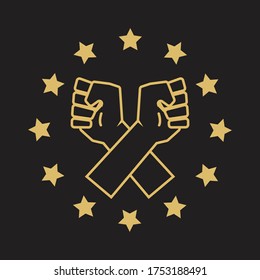 Two hand crossing with star For Black Lives Matter Vector Design