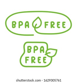 Two hand drawn badges - Bpa free.  Vector illustration on white background. 