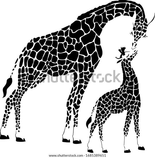 Two Hand Drawn Cute Giraffe Girls Stock Vector (Royalty Free) 1685389651