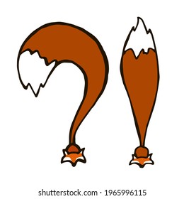 Two hand drawn foxes stylized as a question and exclamation marks isolated on white background vector EPS 10