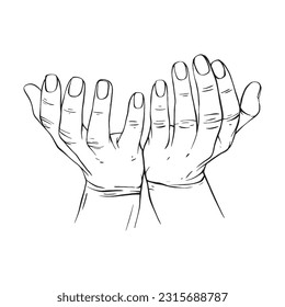 Two Hand drawn gesture sketch vector illustration line art