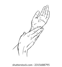 Two Hand drawn gesture sketch vector illustration line art