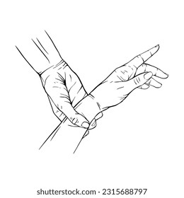 Dibujo con dos manos dibujado con dibujos de dibujos vectoriales ilustraciones de líneas