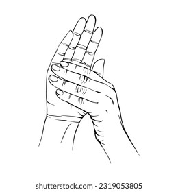 Two Hand drawn gesture sketch vector illustration line art
