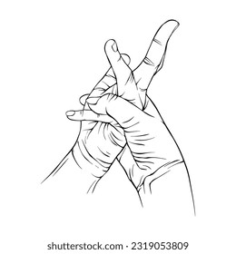 Dibujo con dos manos dibujado con dibujos de dibujos vectoriales ilustraciones de líneas