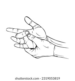 Two Hand drawn gesture sketch vector illustration line art