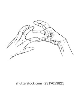 Two Hand drawn gesture sketch vector illustration line art