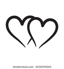 Two hand drawn hearts. Double hearts.