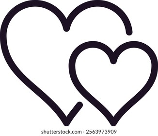 Two hand drawn hearts are overlapping, creating a symbol of love, affection, and togetherness, perfect for Valentine s Day or any romantic occasion