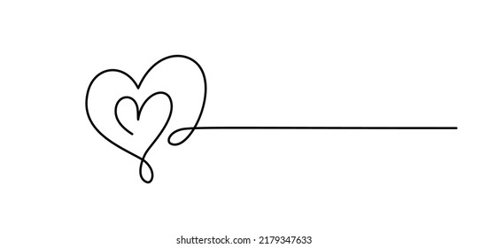 Dos corazones monolíneos dibujados a mano y una línea de texto. Logo del día de San Valentín del doodle vectorial del icono de amor. Decoración para tarjeta de saludo, boda, etiqueta, superposición de fotos, impresión de camisetas, volante, diseño de afiches.