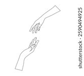 
two hand to each other outline 2