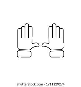 two hand up emoji, fingers gesture line art vector icon for apps and websites