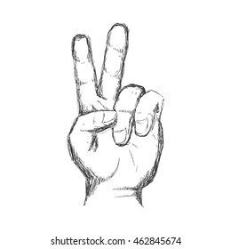 two hand finger gesture palm icon. Isolated and sketch illustration. Vector graphic