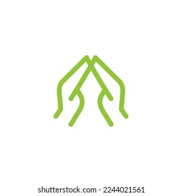 two hand green logo design vector sign