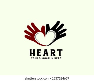 Two hand heart care logo design inspiration