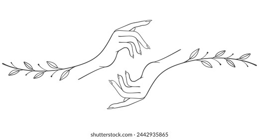 Two hand with heart line art style vector illustration
