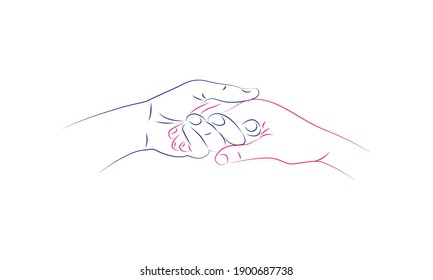 two hand helping line logo symbol icon vector graphic design 