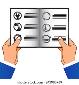 Two Hand Holding A Book. Vector Illustration