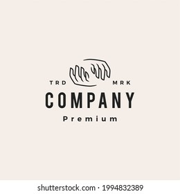 dos manos sujetándose entre sí hipster vintage logo icono