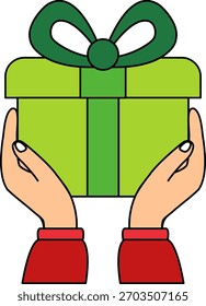 zwei Hand, die ein Geschenk hält