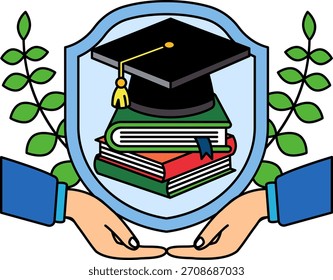 Dos manos sosteniendo una tapa de graduación