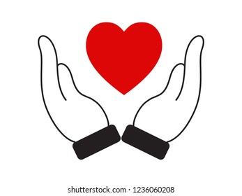 Two hand holding heart vector illustration eps10.