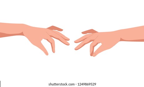 Two hand holding a virtual card with your fingers on a white background. Vector illustration.