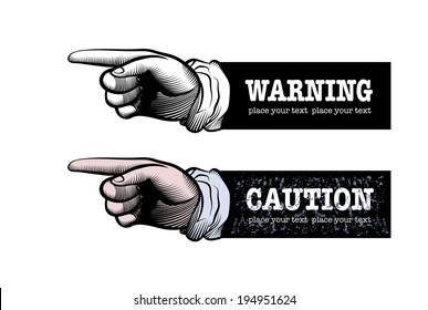 Two hand of the human. Pointing fingers. Vector drawing.