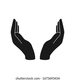 Two Hand Icon. Vector Illustration Open Palm Symbol On White Background.