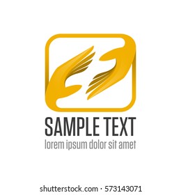 Two hand logo. Friendship Partnership, support or team work Business logotype icon. Help and care symbol. The symbol of mutual aid and supporting. Vector illustration EPS 10.