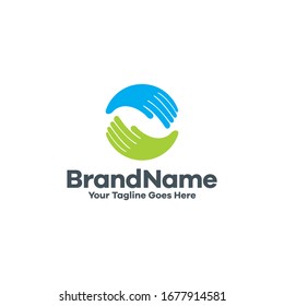 two hand logo template vector