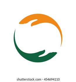 two hand logo vector. help and care symbol.