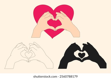 two hand making heart shape, hand make love shape for romantic design