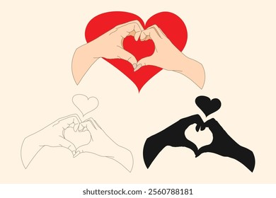 two hand making heart shape, hand make love shape for romantic design