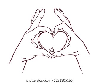 Two hand and one heart vector for card, background, illustration