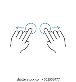 Two hand pinch line icon, touch & hand gestures, vector graphics, a color linear pattern on a white background, eps 10.