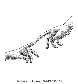 two hand reaching each other, illustration vector