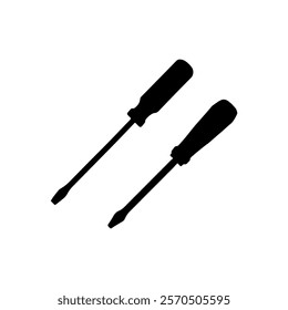 Two hand screw driver silhouette vector illustration design on white background.